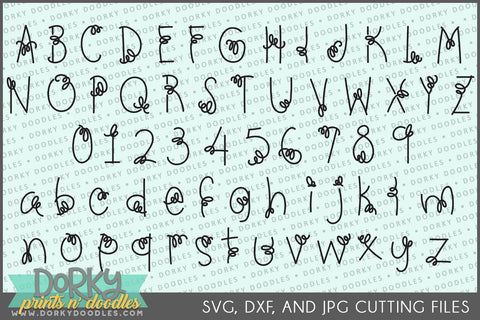 Cute Font DXF and SVG Cuttable Files - Dorky Doodles