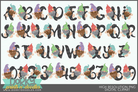 Cute Gnome Alphabet Clipart