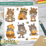 Cute Honey Bear Stickers Sheet
