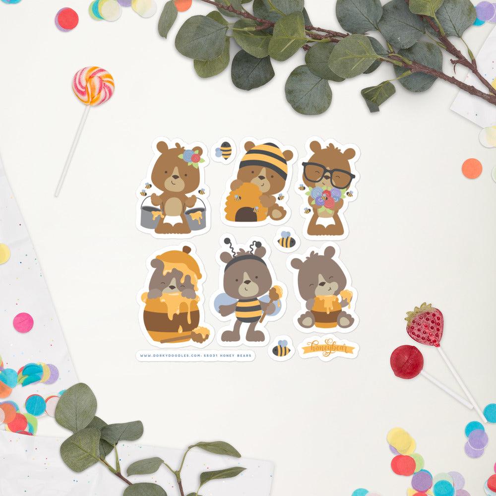 Cute Honey Bear Stickers Sheet