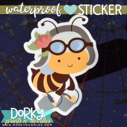 Cute Honey Bee Large Waterproof Sticker - Dorky Doodles