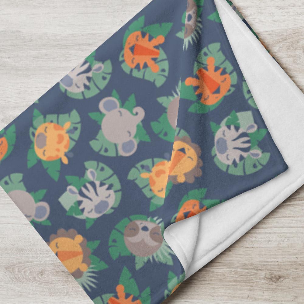 Cute Jungle Animals Throw Blanket