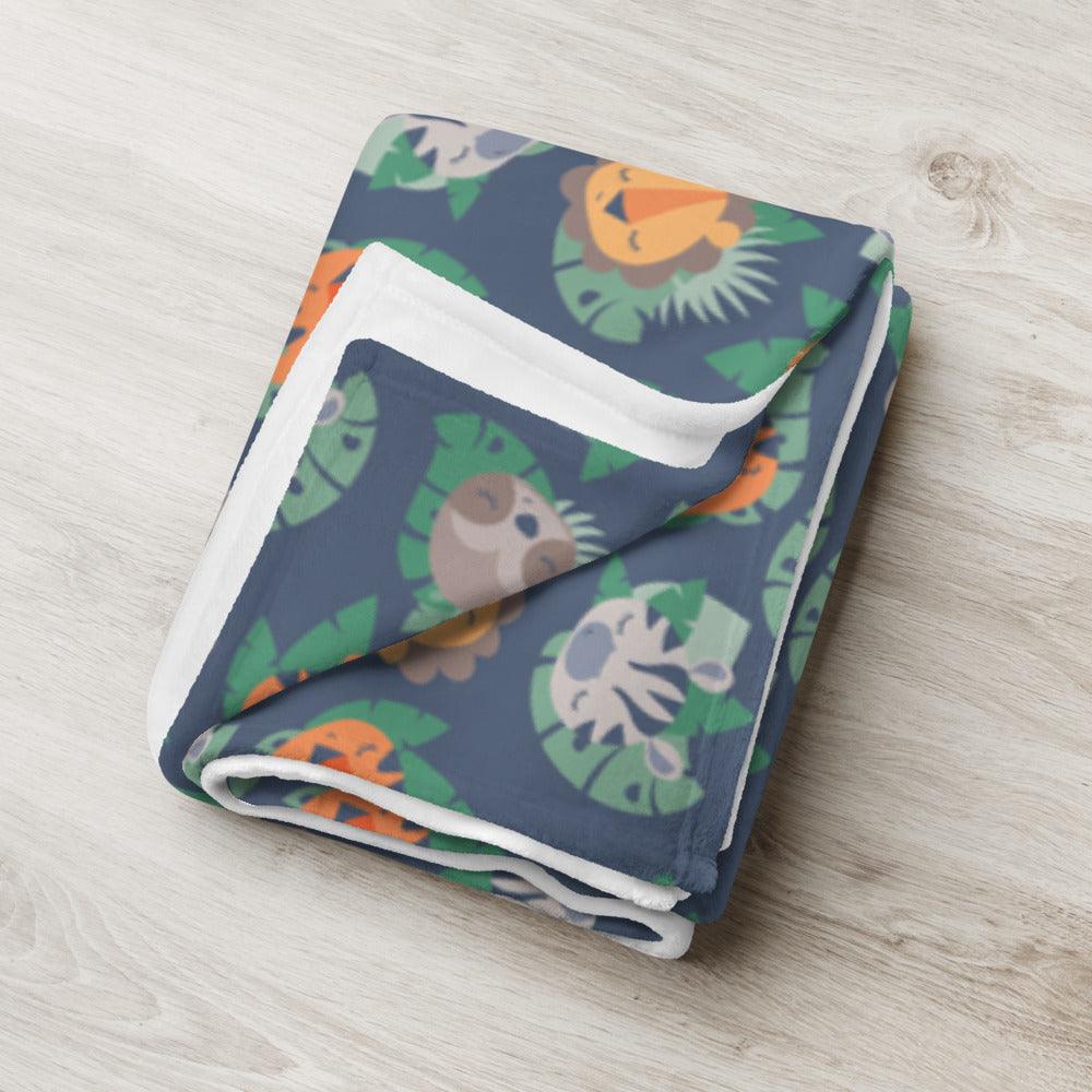 Cute Jungle Animals Throw Blanket