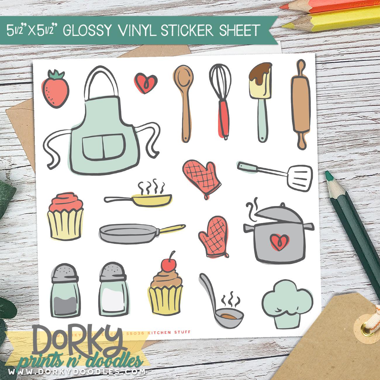 Cute Kitchen Stickers Sheet