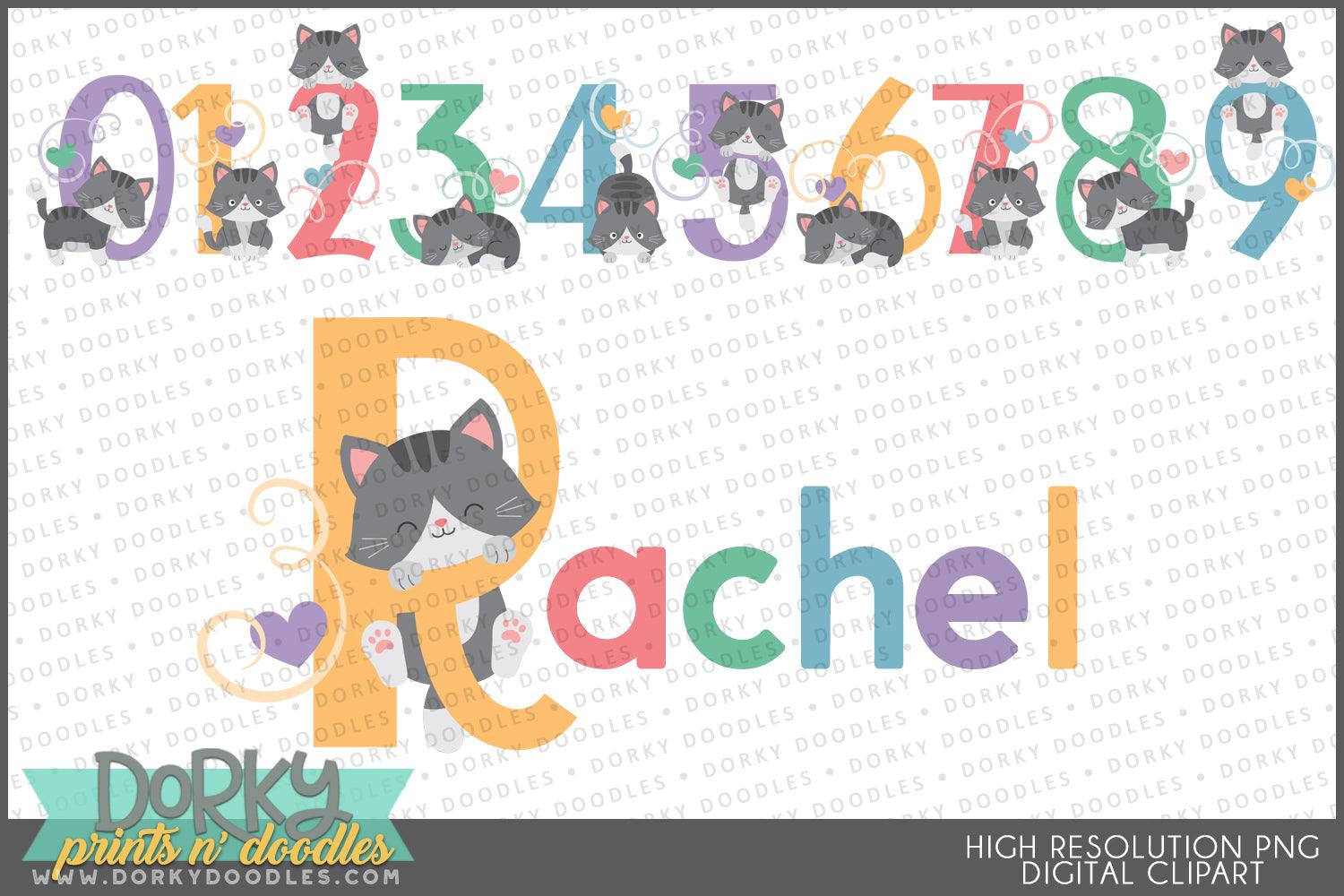 Cute Kitty Alphabet Clipart - Dorky Doodles