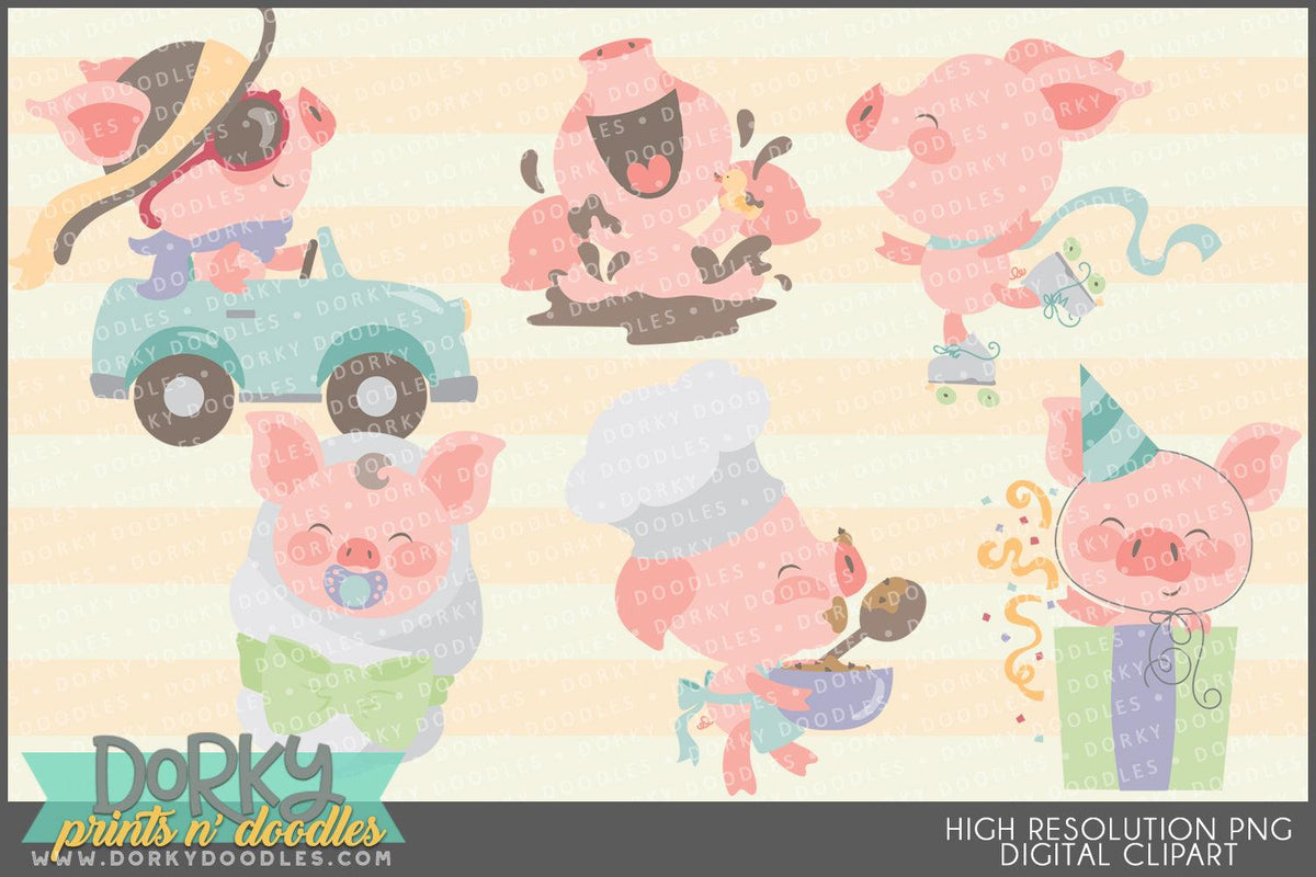 Cute Little Piggies Animals Clipart – Dorky Doodles