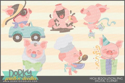 Cute Little Piggies Animals Clipart