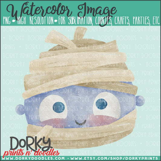 Cute Mummy Halloween Watercolor PNG