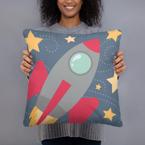 Cute Outer Space Rocket Pillow