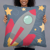Cute Outer Space Rocket Pillow