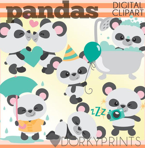 Cute Panda Animals Clipart