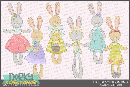 Cute Ragdoll Bunny Spring Clipart - Dorky Doodles