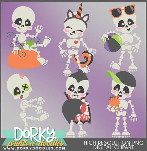 Cute Skeleton Halloween Clipart