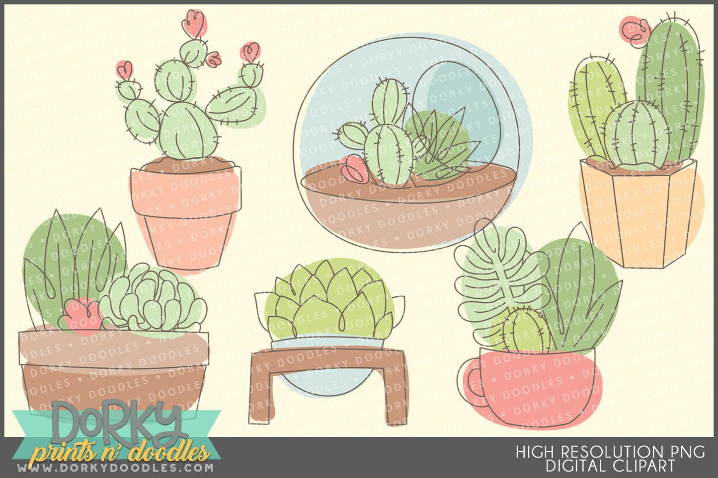 Cute Sketchy Succulents Clipart