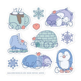 Cute Sketchy Winter Stickers Sheet