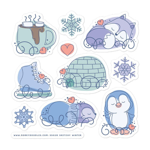 Winter Print and Cut Planner Stickers – Dorky Doodles