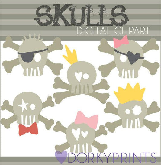 Cute Skulls Halloween Clipart