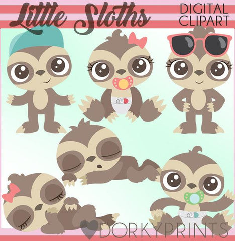Cute Sloth Animals Clipart