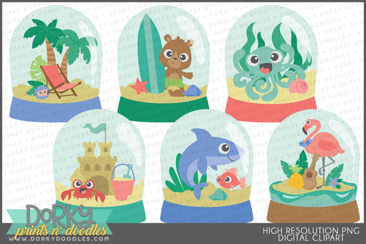 Cute Snowglobe Summer Clipart - Dorky Doodles