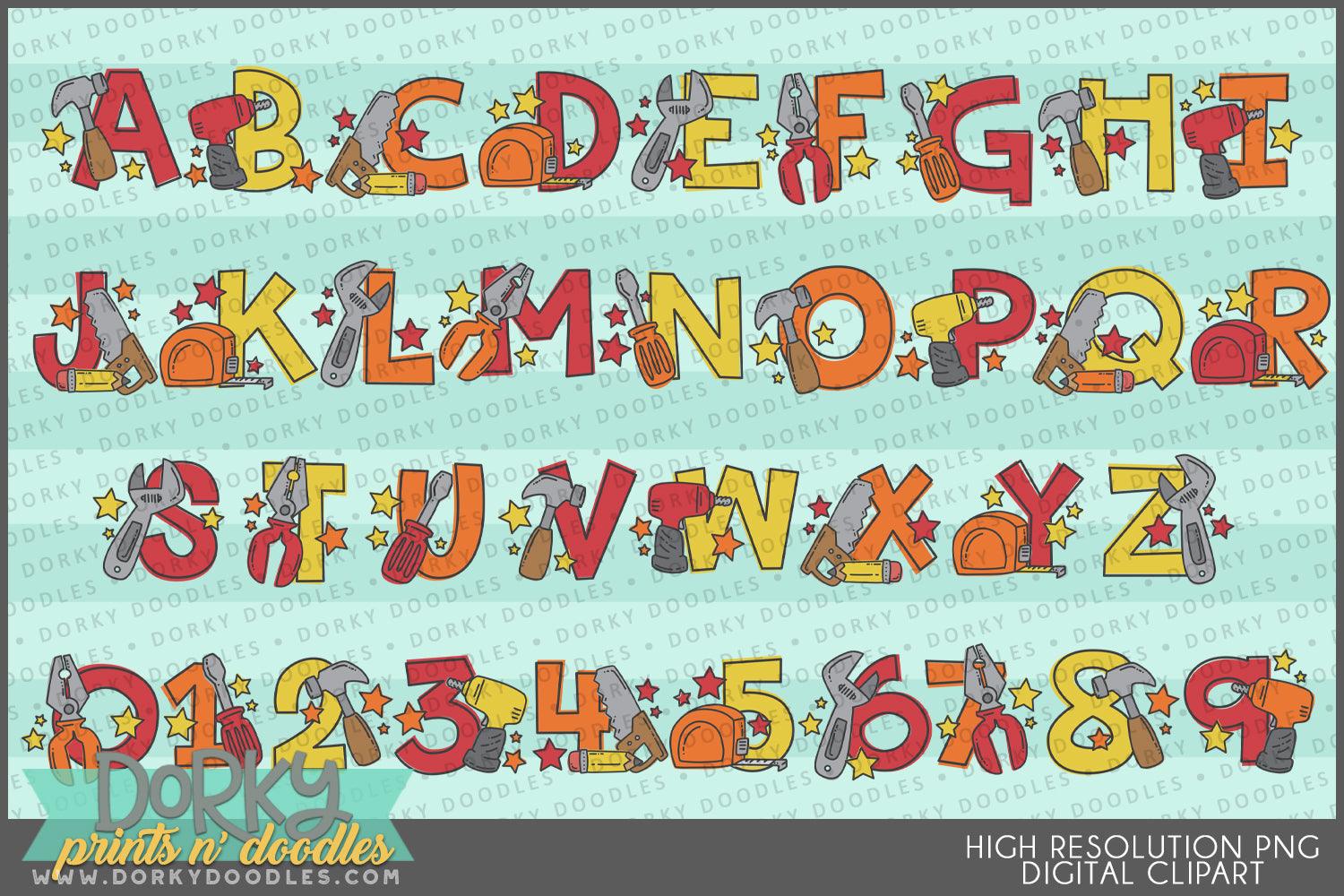 Cute Tool Alphabet Clipart – Dorky Doodles