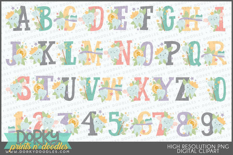 Cute Tooth Fairy Alphabet Clipart - Dorky Doodles