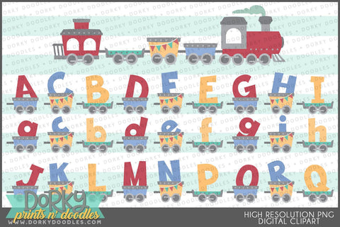 Cute Train Alphabet Clipart - Dorky Doodles