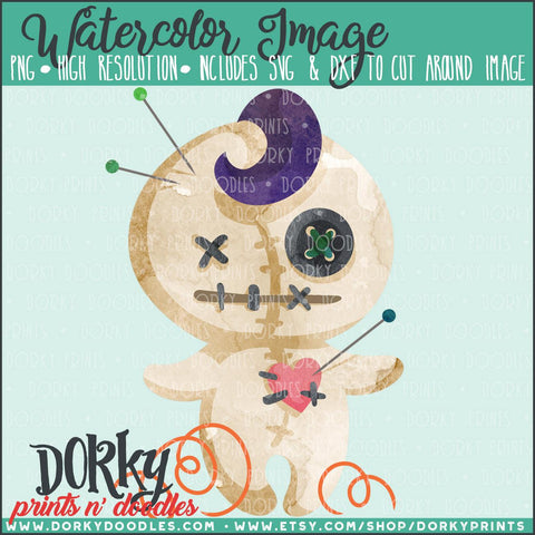 Cute Voodoo Doll Watercolor PNG