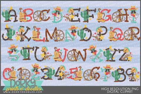 Cute Western Alphabet Clipart