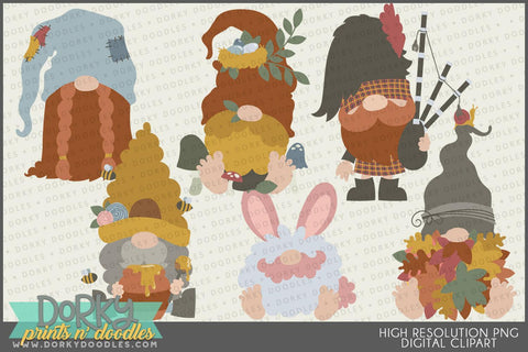 Cute Woodsy Gnome Character Clipart - Dorky Doodles