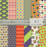 Cute Zombies Digital Paper Pack