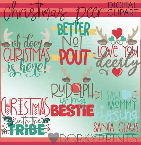 Deer Wordart Christmas Clipart