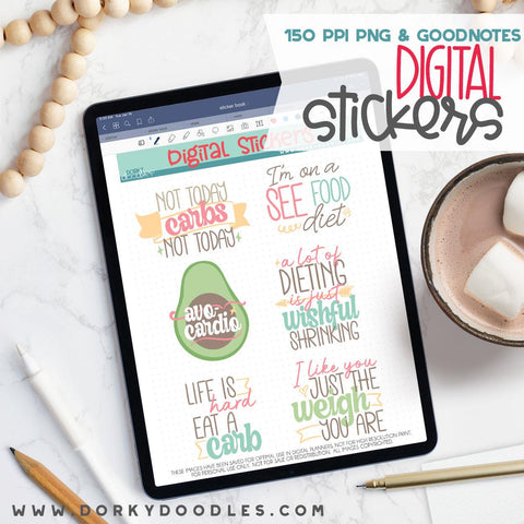 Diets Digital Planner Stickers - Dorky Doodles
