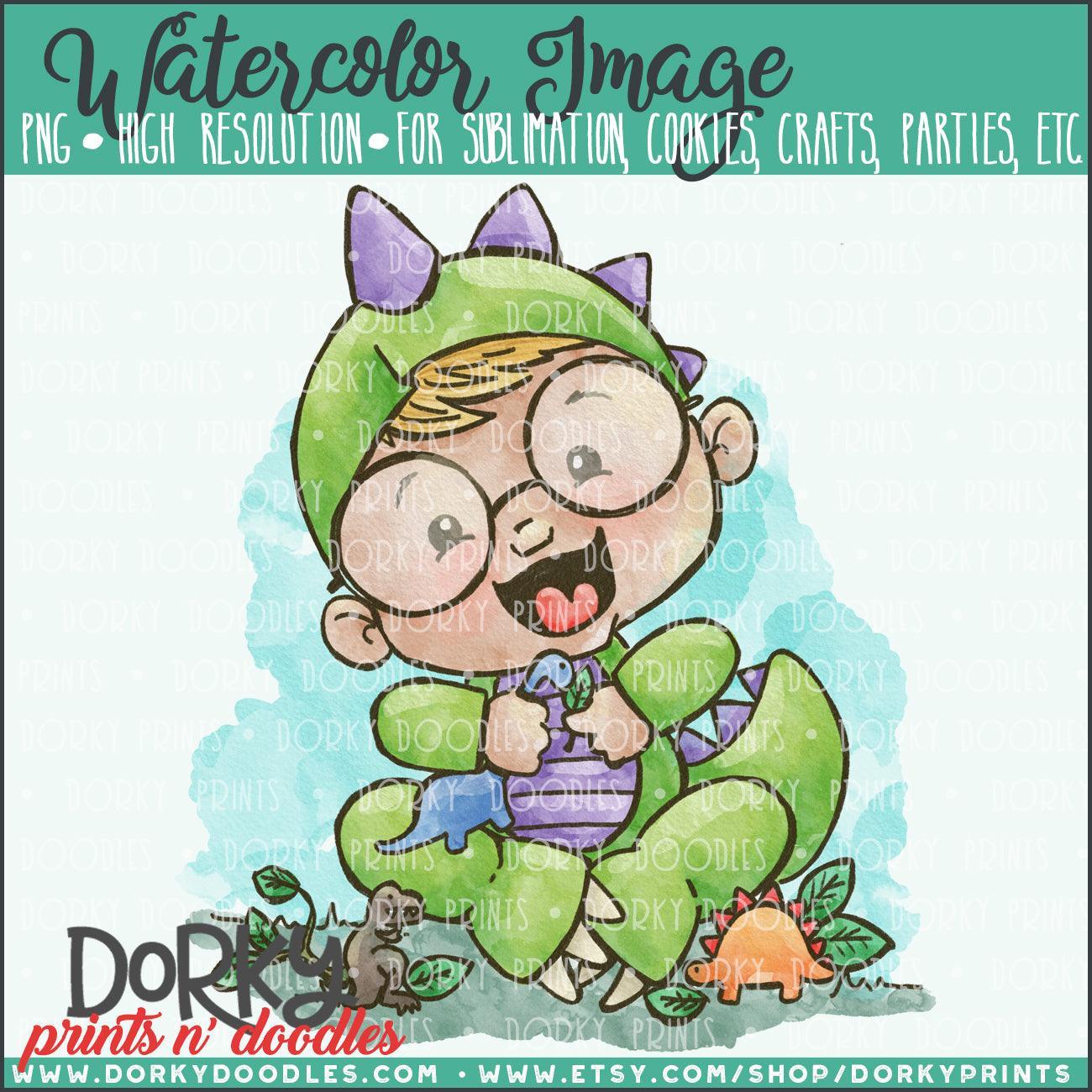 Dinosaur Boy Watercolor PNG