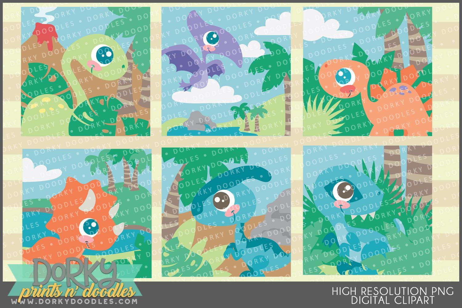 Dinosaur Squares Animals Clipart