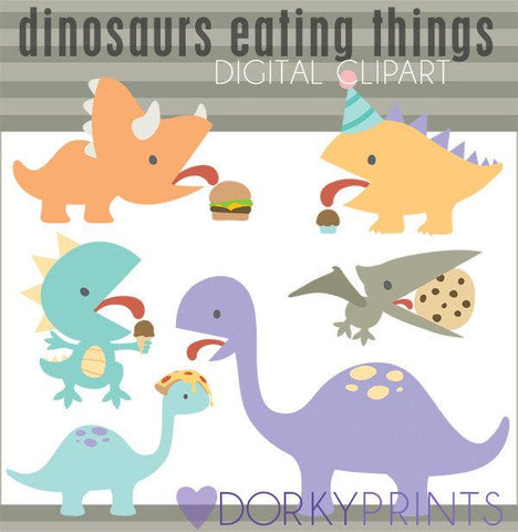 Dinosaurs with Food Animals Clipart
