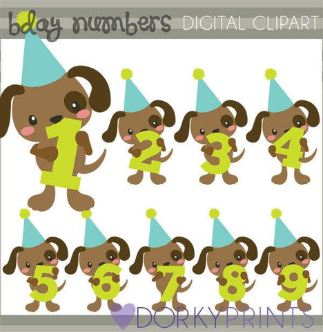 Dog Numbers Birthday Clipart