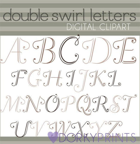 Double Swirl Alphabet Clipart