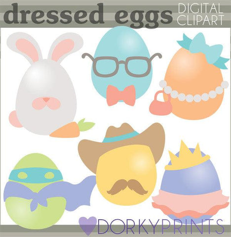 Dressed Up Eggs Spring Clipart