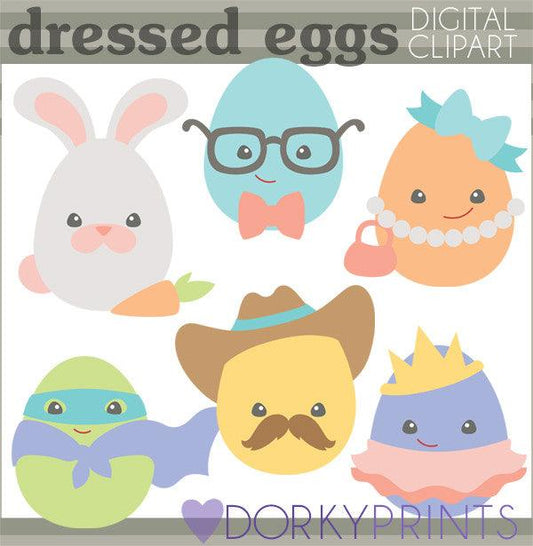 Dressed Up Eggs with Eyes Spring Clipart