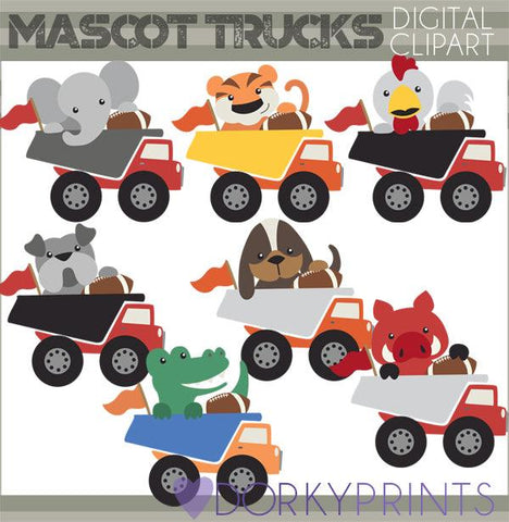 Dumptruck Mascot Animals Clipart