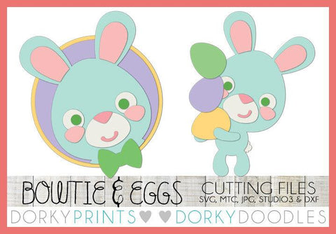Easter Bunny Bowtie and Eggs SVG Cuttable Files