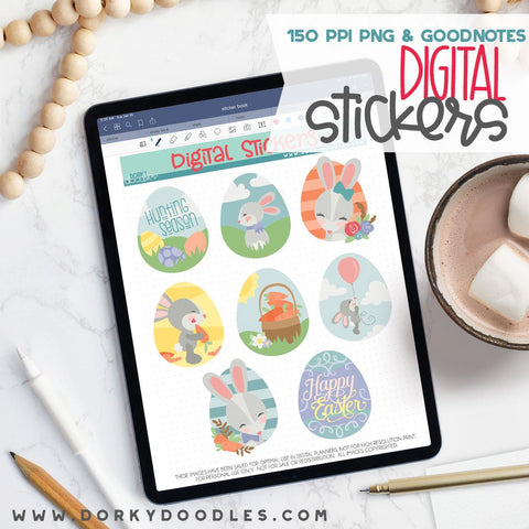 Easter Bunny Egg Scene Digital Planner Stickers
