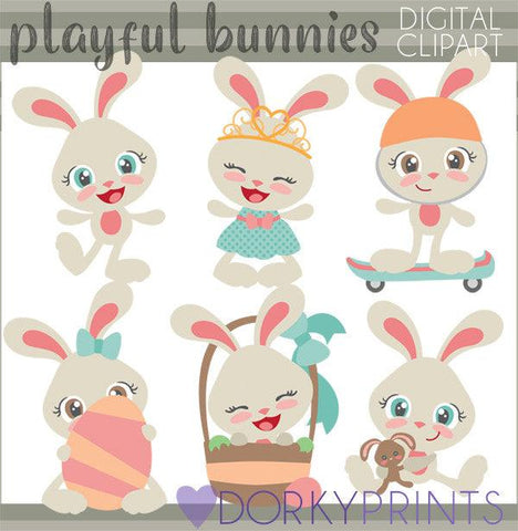 Easter Bunny Girls Spring Clipart