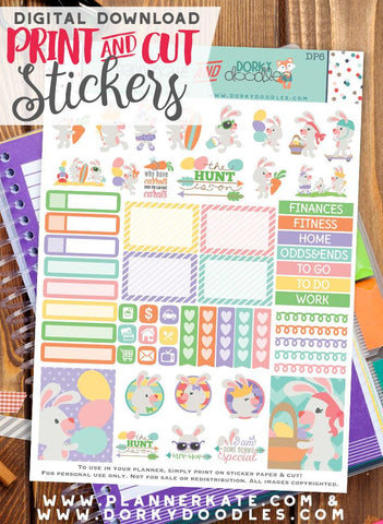 Easter Bunny Print and Cut Planner Stickers