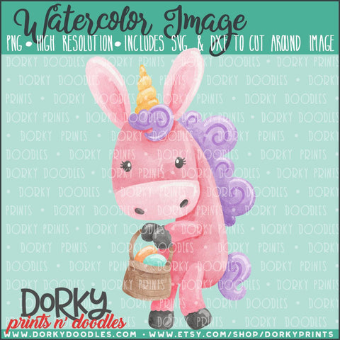Easter Bunny Unicorn Watercolor PNG