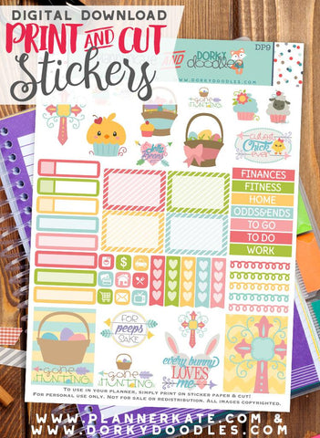 Easter Cupcake Print and Cut Planner Stickers