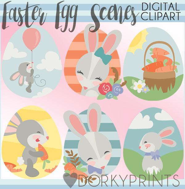 Easter Egg Scenes Spring Clipart