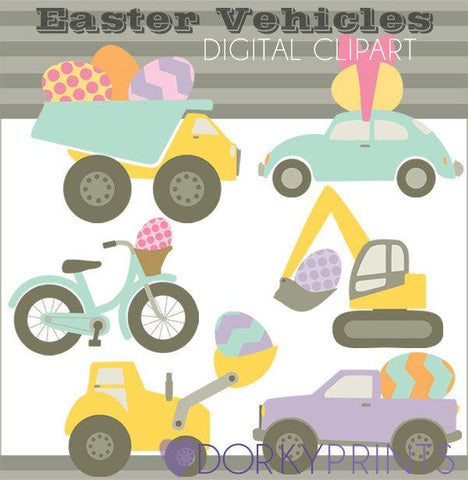 Easter Egg Vehicles Spring Clipart