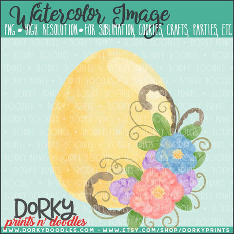 Easter Egg with Flowers Watercolor PNG