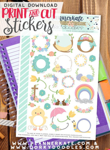 Easter Frames Print and Cut Planner Stickers